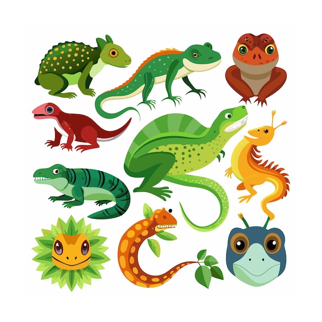 Realistic animals icon set illustration