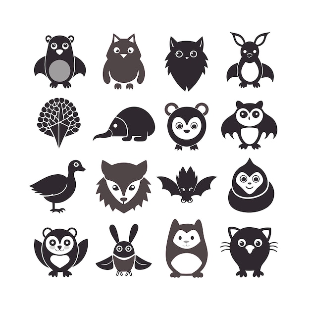 Vector realistic animals icon set illustration