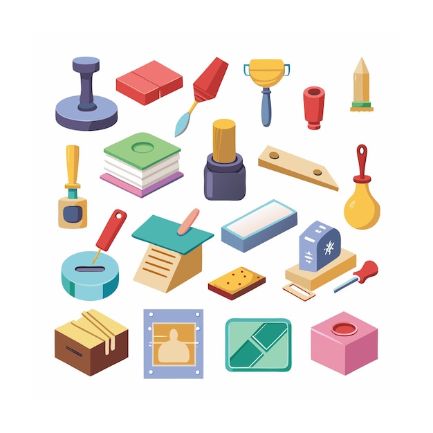 Vector realistic art and craft different icons set