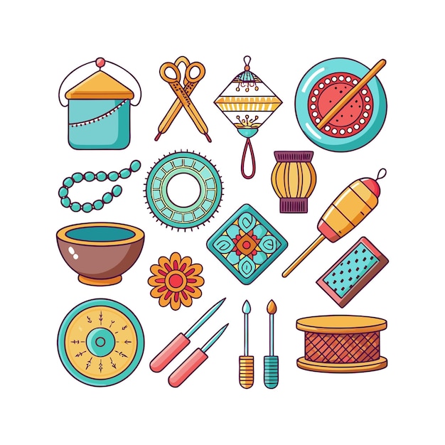 Vector realistic art and craft different icons set