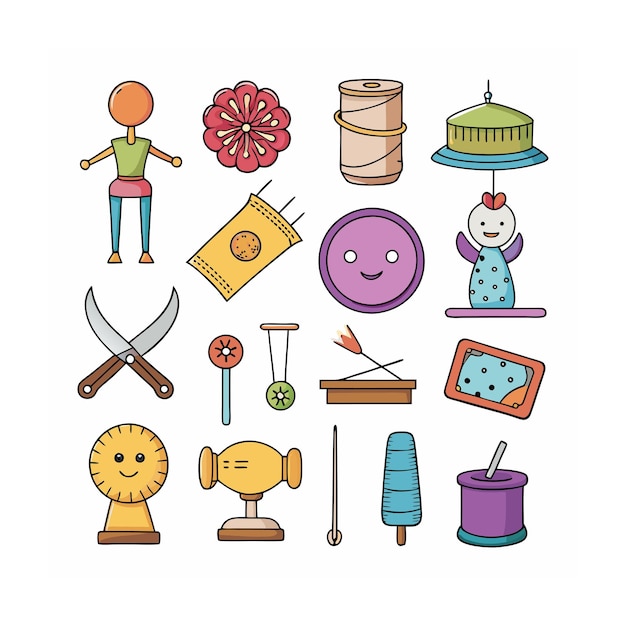 Vector realistic art and craft different icons set