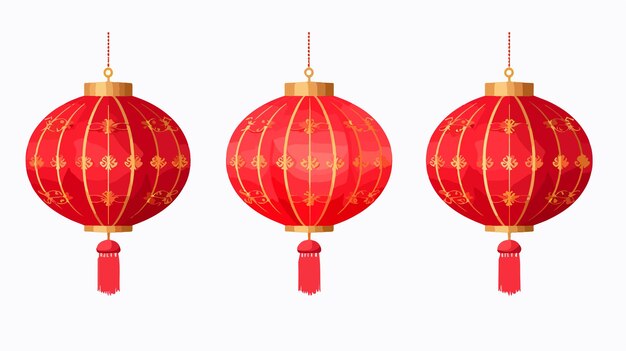 Vector realistic asian lanterns posters for china new lunar year celebration