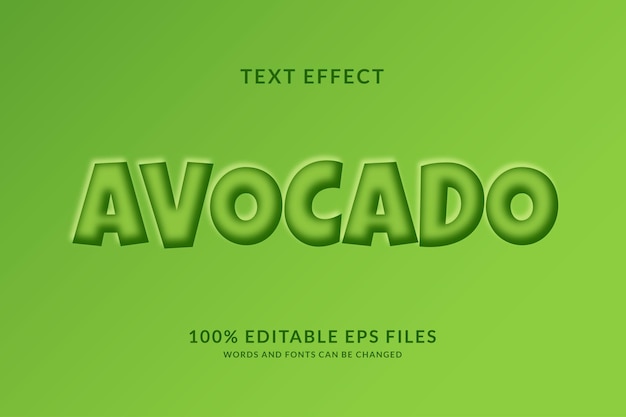 Realistic avocado editable text effect design