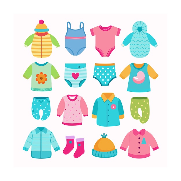 Vector realistic baby and kids icons set