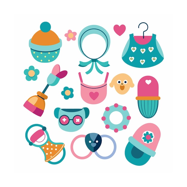 Vector realistic baby and kids icons set