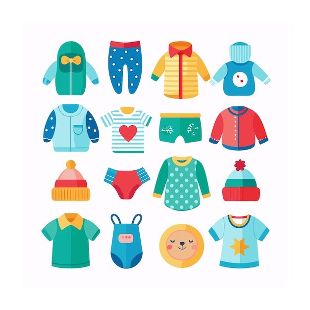 Vector realistic baby and kids icons set