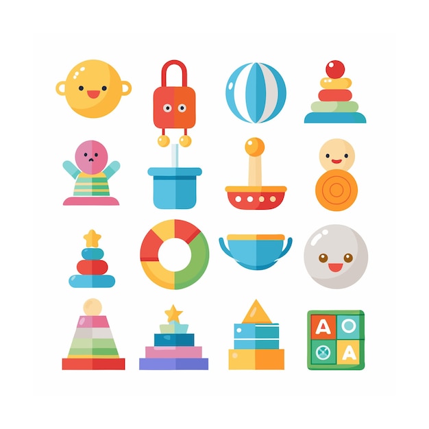 Vector realistic baby and kids icons set