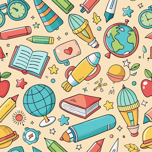 Realistic Back to school background draw theme of essential vector