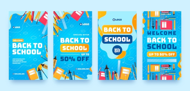 Realistic back to school instagram stories collection