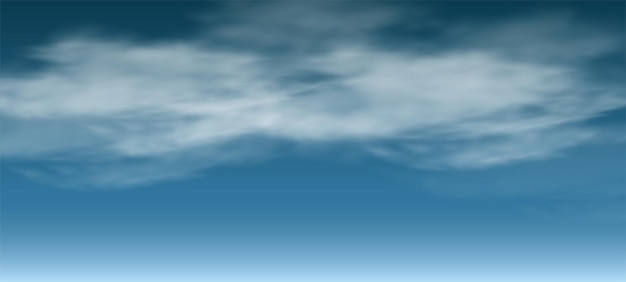 Vector realistic background clouds on dark blue sky