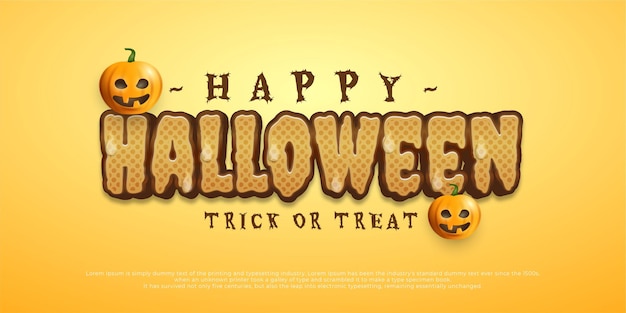 Realistic background happy halloween editable text effect greeting template with scary character of the pumpkins