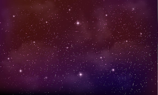 Vector realistic background night sky with sparkling glowing stars