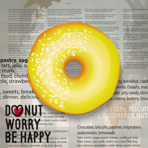 Vector realistic banana color donut. 