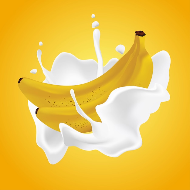 Realistic banana cream milk illustration