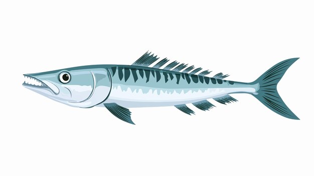 Vector realistic barracuda fish vector illustration on white background