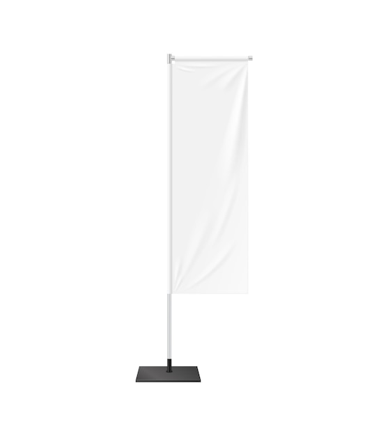 Realistic beach flag banner stand isolated mockup