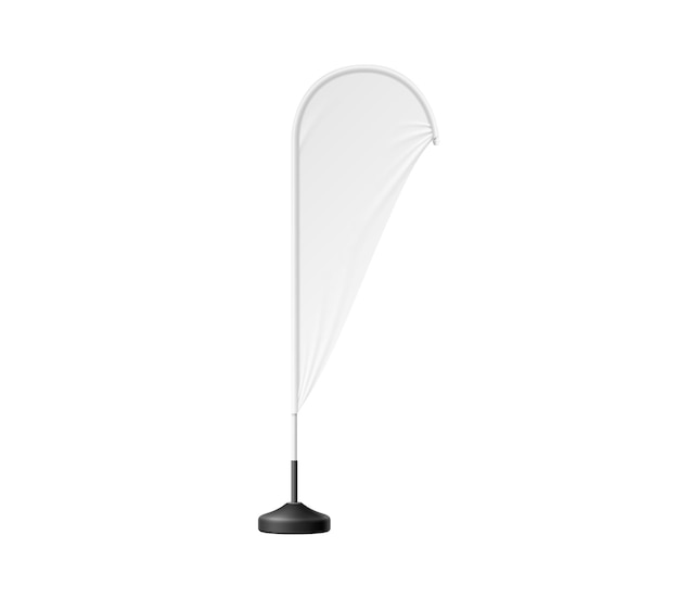 Realistic beach flag white teardrop banner stand