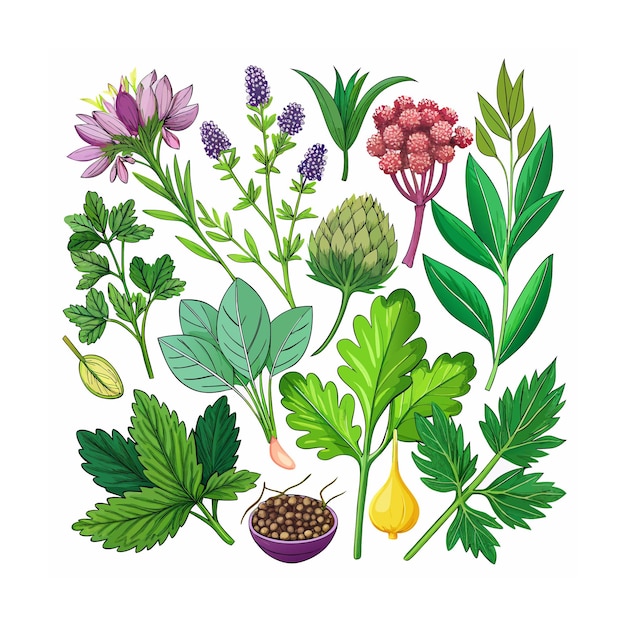 Vector realistic beautiful herbs vector illustration