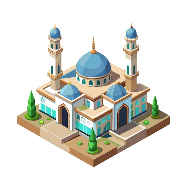 Vector realistic beautifully designed mosque 3d vector illustration concept