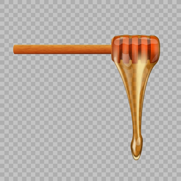 Realistic Bee Honey Dripping From Wooden Stick