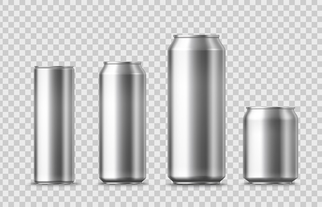 Realistic beer soda aluminium cans mockups