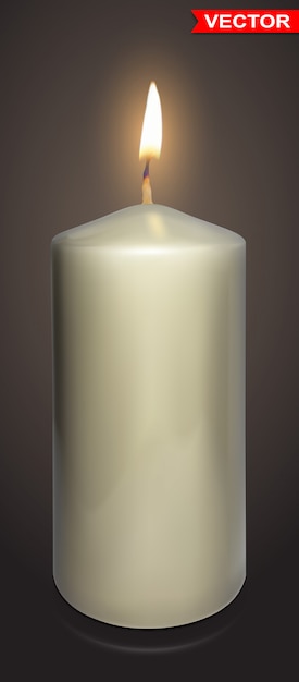 Realistic big white wax candle design