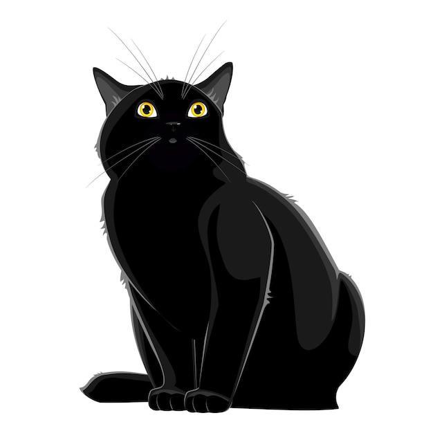 Realistic black cat on a white background - Vector