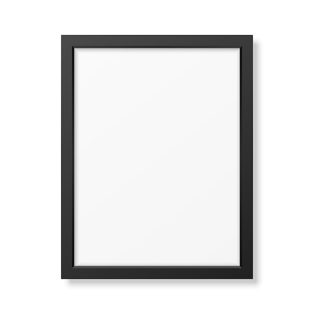 Realistic black frame A4 isolated on white.