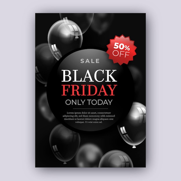 Realistic black friday flyer template