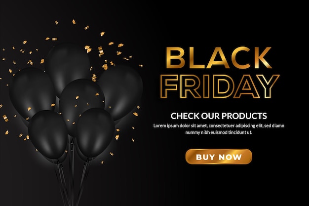 Realistic black friday sale banner with text space