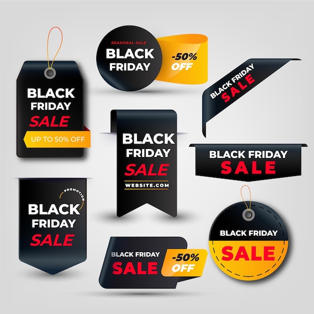 Realistic black friday sale labels collection