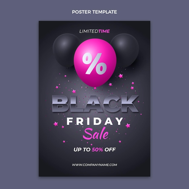 Realistic black friday vertical poster template