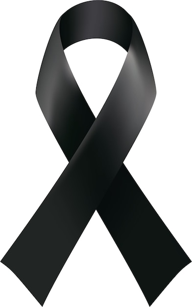 Realistic black ribbon as a sign of mourning and memory awareness of the problems of melanoma