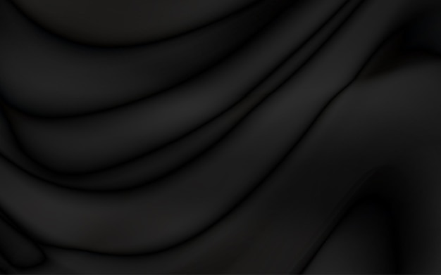 Realistic black silk fabric background from folds of fabric black silk drapery background