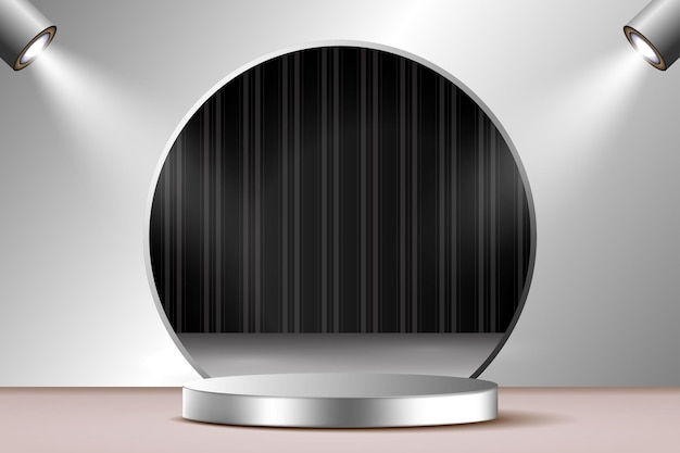 Realistic black and white 3D podium for display product