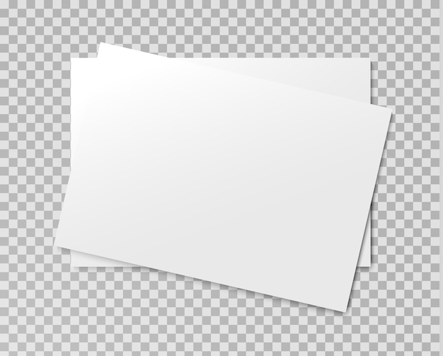 realistic blank paper sheet on light grey transparent background.