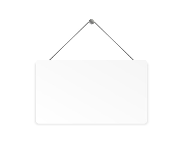 Vector realistic blank signboard hanging white banner with place for text