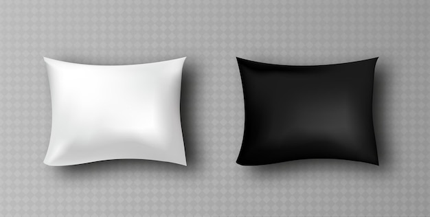 Vector realistic blank white black rectangular pillow isolated on transparent background