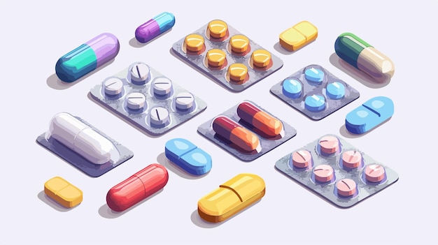 Realistic Blisters Collection with Small Pills