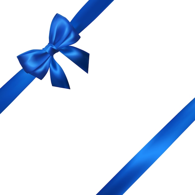 Realistic blue bow with blue ribbons isolated on white. Element for decoration gifts, greetings, holidays. 