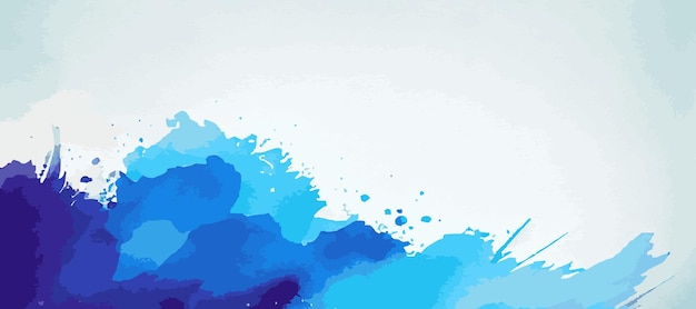 Realistic blue watercolor panoramic texture on white background Vector