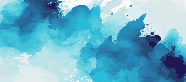 Realistic blue watercolor panoramic texture on white background Vector