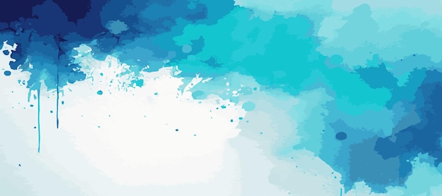 Realistic blue watercolor panoramic texture on white background Vector