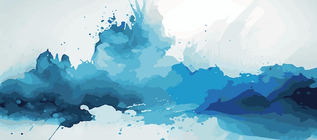 Realistic blue watercolor panoramic texture on white background Vector