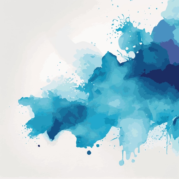 Realistic blue watercolor texture on white background Vector