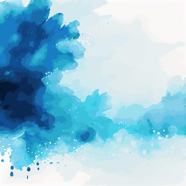 Realistic blue watercolor texture on white background Vector