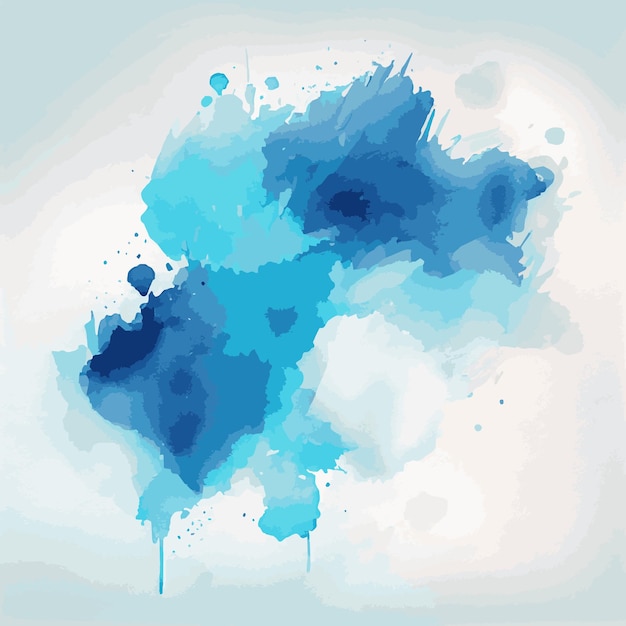 Realistic blue watercolor texture on white background Vector