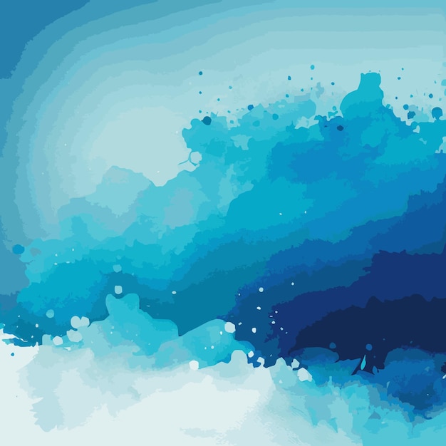 Realistic blue watercolor texture on white background Vector