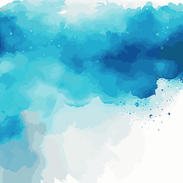 Realistic blue watercolor texture on white background Vector