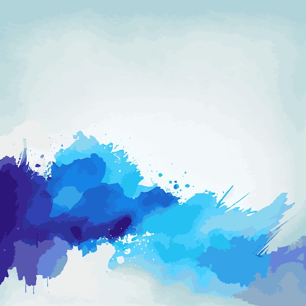 Realistic blue watercolor texture on white background Vector